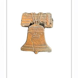 Vintage Bronze Liberty Bell 1" Pin Marked Signed Rafaelian circa 60s - 70s